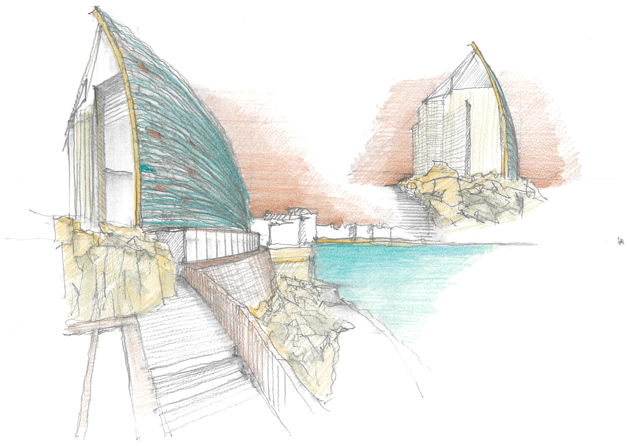 水彩色鉛筆で描く建築スケッチまとめ Twitter