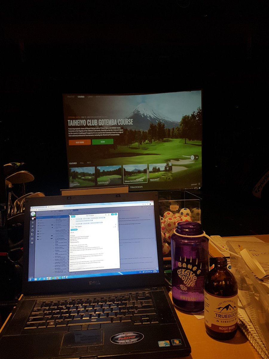 Pretty cool having a golf sim in the office <a href="/CanmoreGolf/">Canmore Golf & Curling Club</a>