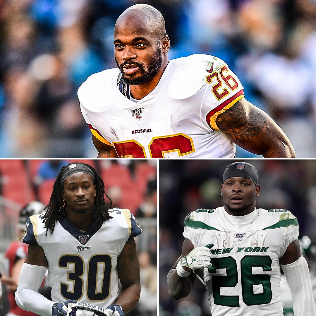 ESPNNFL's tweet photo. At 34 years old, Adrian Peterson had more rushing yards than 25-year-old Todd Gurley and 27-year-old Le'Veon Bell this season 😮 (h/t @JohnJHarwood) https://t.co/hIDm1MiwgL
