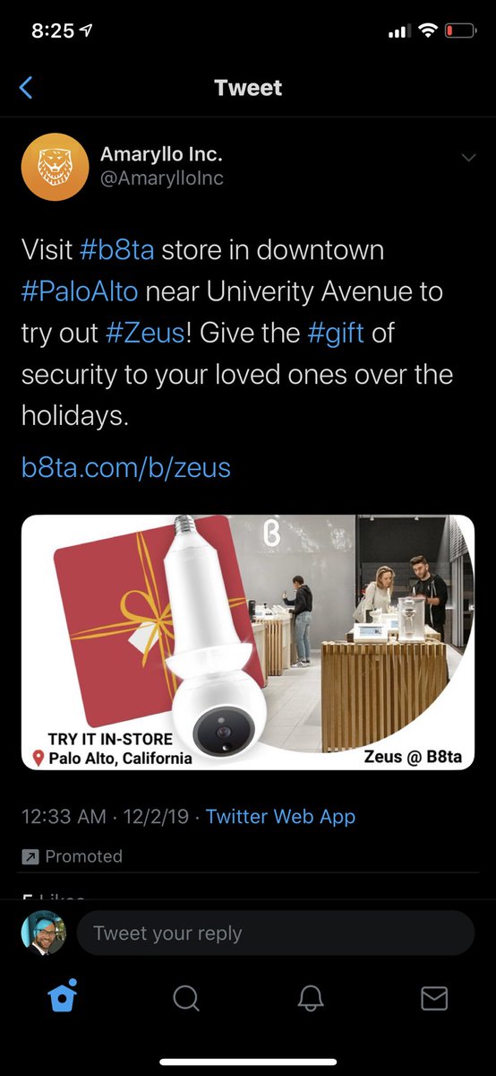 Add for a store in Palo Alto selling holiday surveillance camera