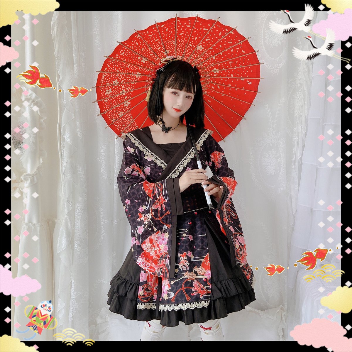 To Alice 金魚姫シリーズ　ブラックワンピース　和風 TO ALICE金魚姫シリーズ《予約受付》