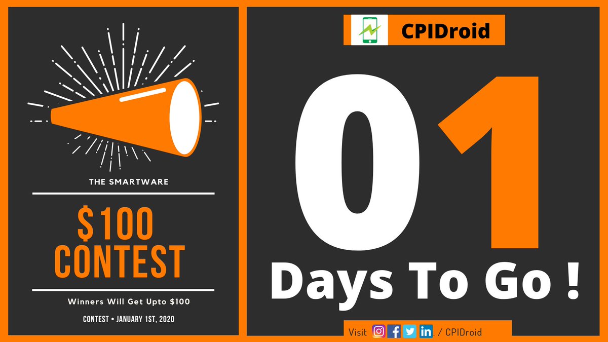 CPIDroid's tweet photo. #1DaysToGo! On New Year's Eve, we will be running a contest and you will get a chance to win up to $100 free funds.
For More Details - https://t.co/fo8uAynEi7
.
.
.
#CPIDroid #happynewyear #winner #contest #win #giveawaycontest #like4like #DigitalMarketingStrategy #CPI https://t.co/oFzipd4ilt