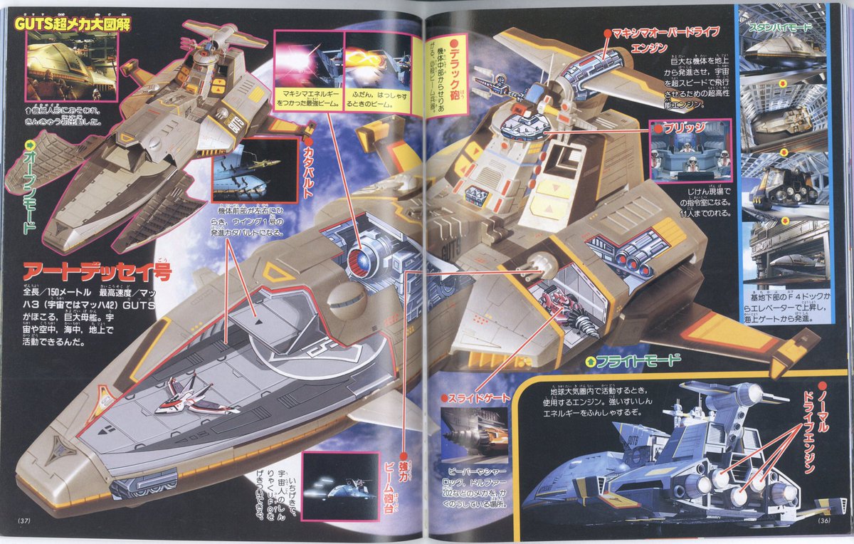 TIGA基地/メカ図解 Ultraman Tiga Cross Sections TPC Far Eastern