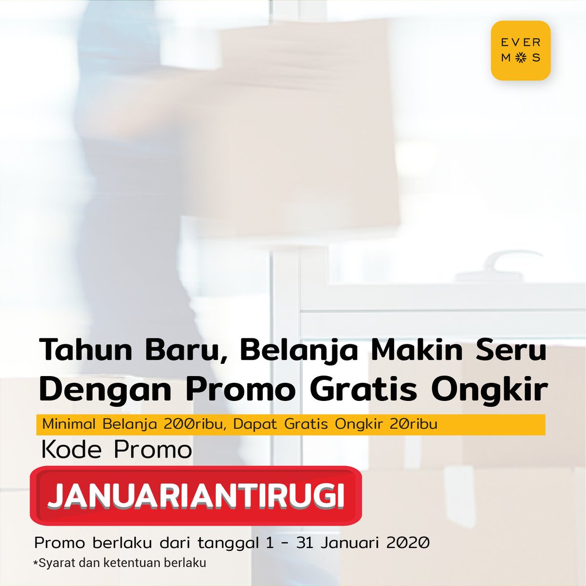 ButikFatiha's tweet photo. #Evermos: #TahunBaru, bulan baru, kode baru!⚡
Yeay GRATIS ONGKIR KEMBALI LAGIIII😎✨
Setiap #transaksi Rp200rb, kamu akan dpt GRATIS ONGKIR senilai Rp20rb ya~
Jgn lupa pake kode: JANUARIANTIRUGI, sblm melanjutkan pembayaran👍🏼 https://t.co/R3J2qY5OxY
#IndianaStore
#Berikhtiar