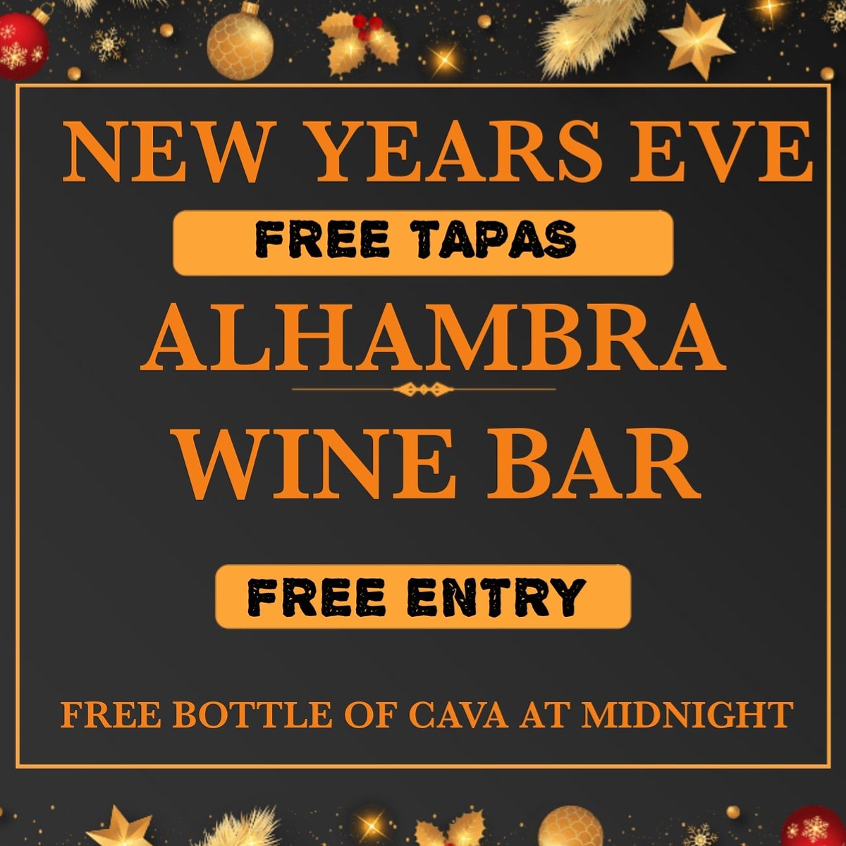 FREE TAPAS!!
FREE CAVA!!
FREE ENTRY!!
😲😲😲😲😲😲😲😲
Bring 2020 in with us 🍾🍾🍾🍾🍾🍾🍾🍾