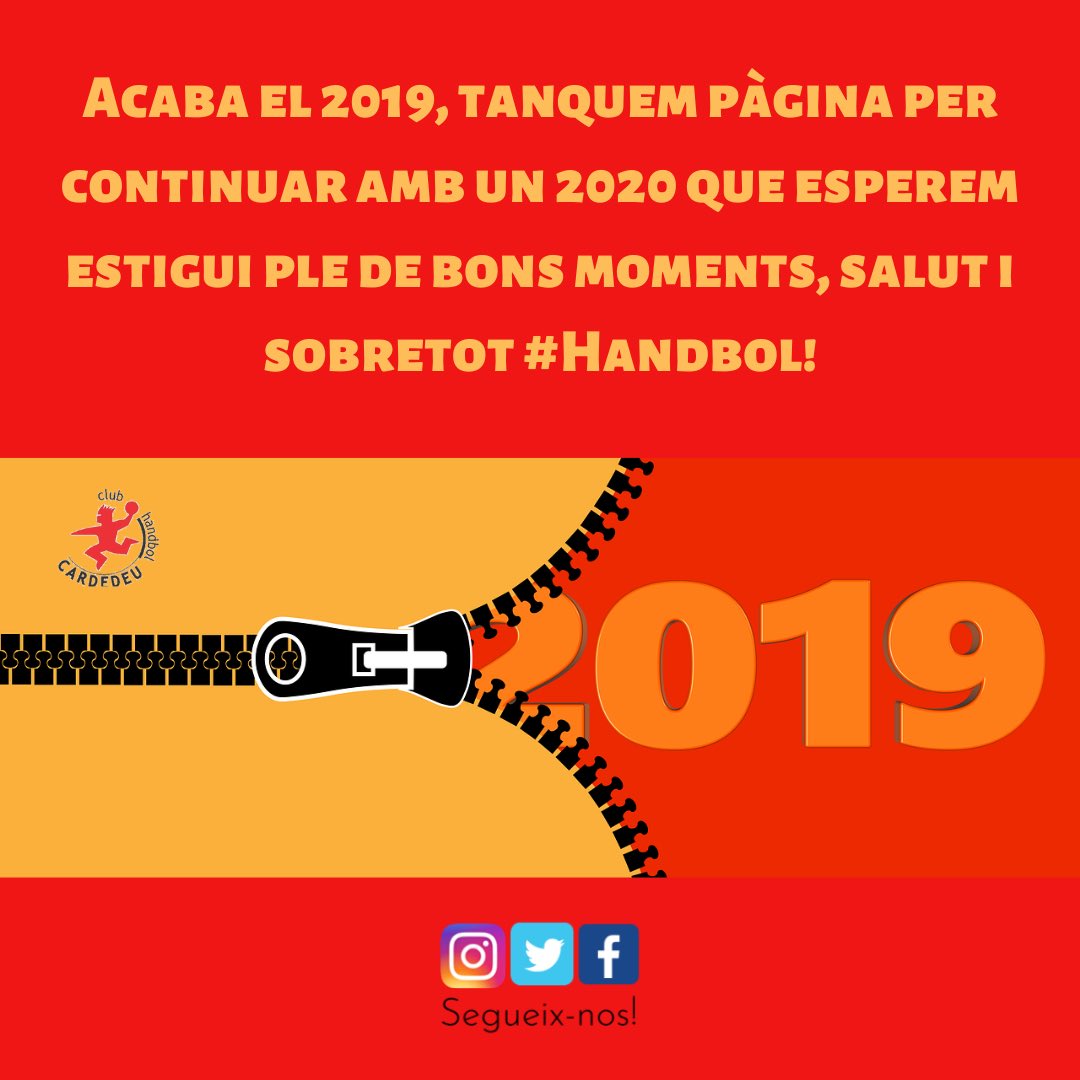 CHCardedeu's tweet photo. Els nostres millors desitjos pel nou any, la fi del 2019 ja la tenim a tocar!! Salut, bona companyia i sobretot... molt d’HANDBOL!! #BatecBlanciRoig #Handbol #capany https://t.co/dC9lsT1uNL