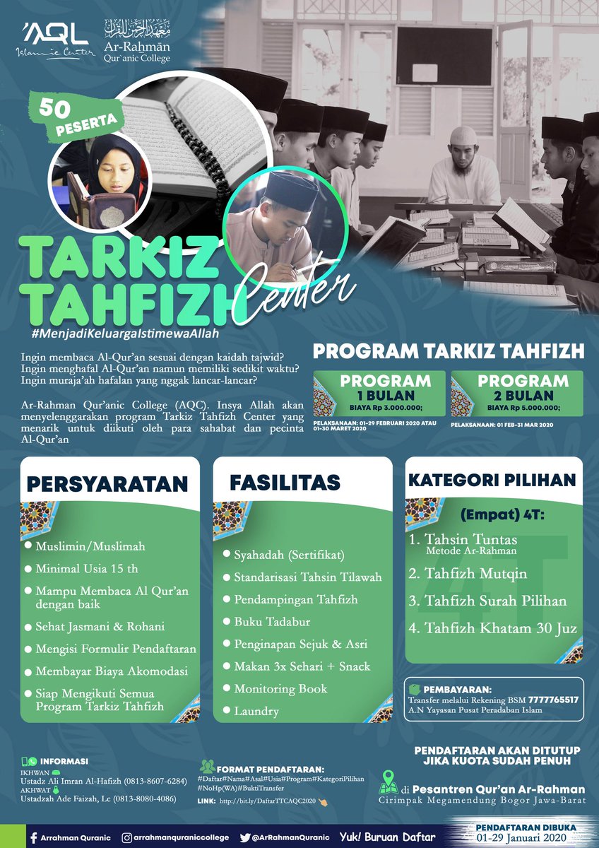 ArRahmanQuranic's tweet photo. #MenjadiKeluargaIstimewaAllah 💥 Kabar Gembira Bagi Para Sahabat dan Pecinta Al-Qur’an •┈┈┈┈••❁📒📕📒❁••┈┈┈┈•
TARKIZ TAHFIZH CENTER
PESANTREN AR-RAHMAN QUR’ANIC COLLEGE (AQC)
•┈┈┈┈••❁📚📖📚❁••┈┈┈┈• 💞 Ingin membaca… https://t.co/0tKWzNLXaw https://t.co/w5bKRHECtl