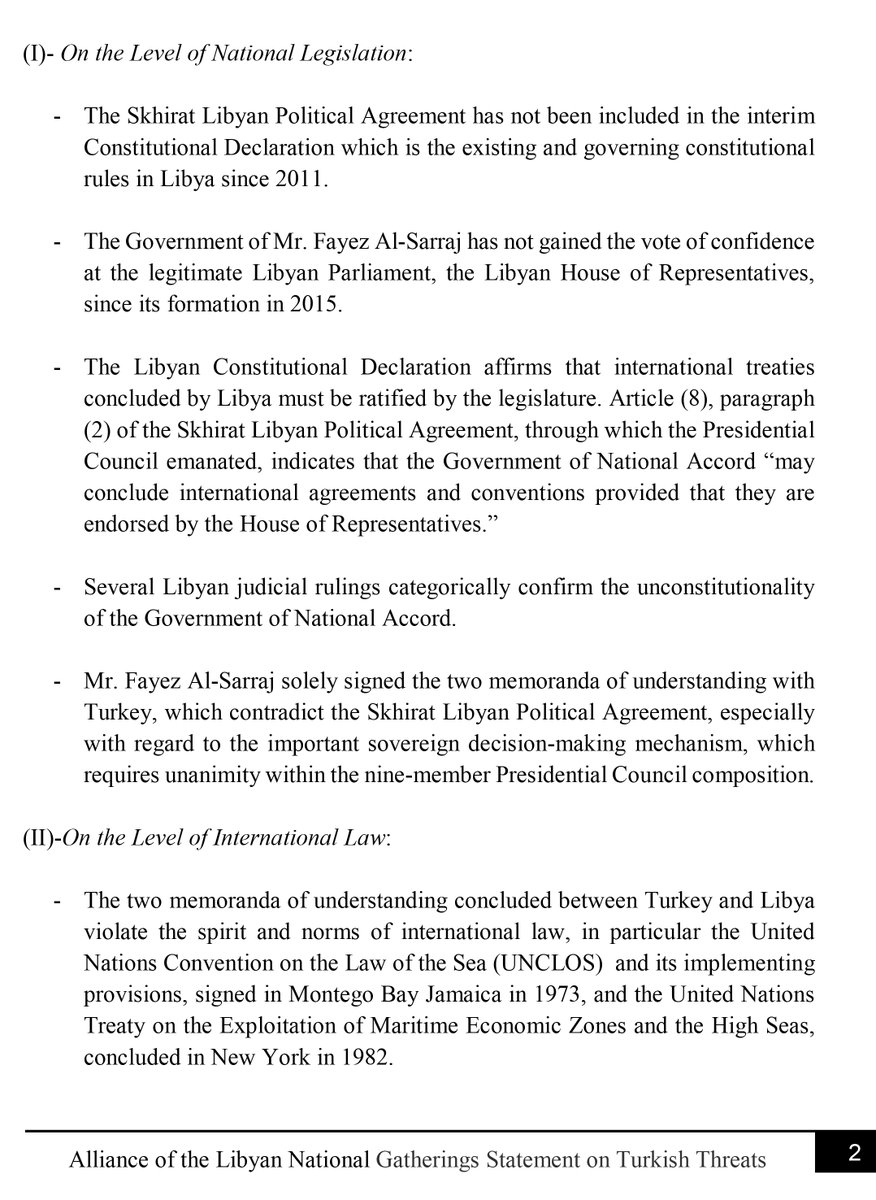 LibyasChannel's tweet photo. Statement of the Alliance of the Libyan National Gatherings on Turkish Threats of Deploying Troops on Libyan Territory
#libyaschannel https://t.co/NFXCqnkLtJ