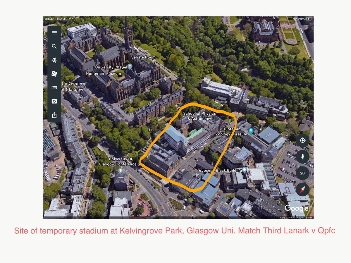 StadiumPortrait's tweet photo. Today’s research is based around the #tlfc v #qpfc at the temporary stadium within the grounds of #glasgowuniversity at #Kelvingrove #Glasgow
Etched in yellow is the site of the temp stadium confirmed by @gedboy58 from his #playedinglasgow book cover. Buzzin https://t.co/tPdBNYOqQc