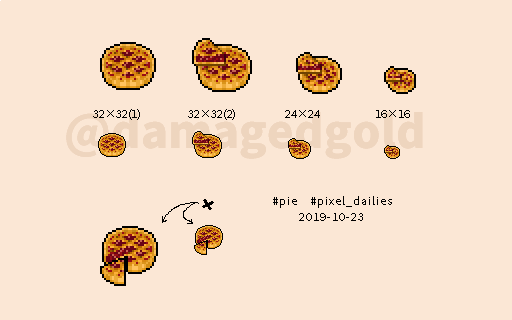 ヌー Damagedgold 19年自分が選ぶ今年の4枚 Pixelart ドット絵 ﾟdﾟ はっ 食べ物ばっかりですね