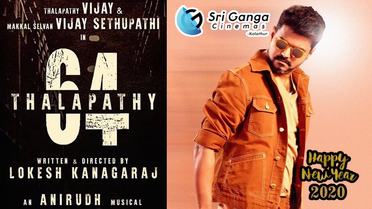 Srigangacinemas's tweet photo. #Thalapathy64FLToday @actorvijay @anirudhofficial @XBFilmCreators @Dir_Lokesh get ready #Thalapathybloods #pulingoerukanga #ThalapathyTrending #senjitapochu let’s celebrate it’s Thalapathy newyear2020 @Srigangacinemas https://t.co/m0KfPhkIAt