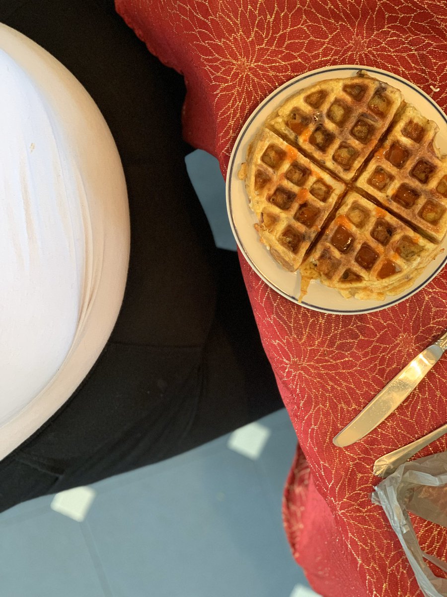 GarlicSmashing's tweet image. What baby wants baby gets egg potato and cheese #waffle with chipotle jalapeño maple syrup.