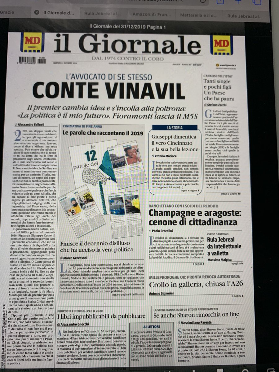 marco_gervasoni's tweet photo. Da non perdere ⁦@ilgiornale⁩ con ⁦@alesallusti⁩ ⁦@alessandrogn⁩ ⁦@parentetweet⁩ ⁦@VittorioMacioce⁩ ⁦@fmdelvigo⁩ Zecchi, chi vi scrive e molti altri. Molto contento di essere entrato nella grande famiglia, un 2019 da ricordare anche per questo https://t.co/BN1OBEraLl