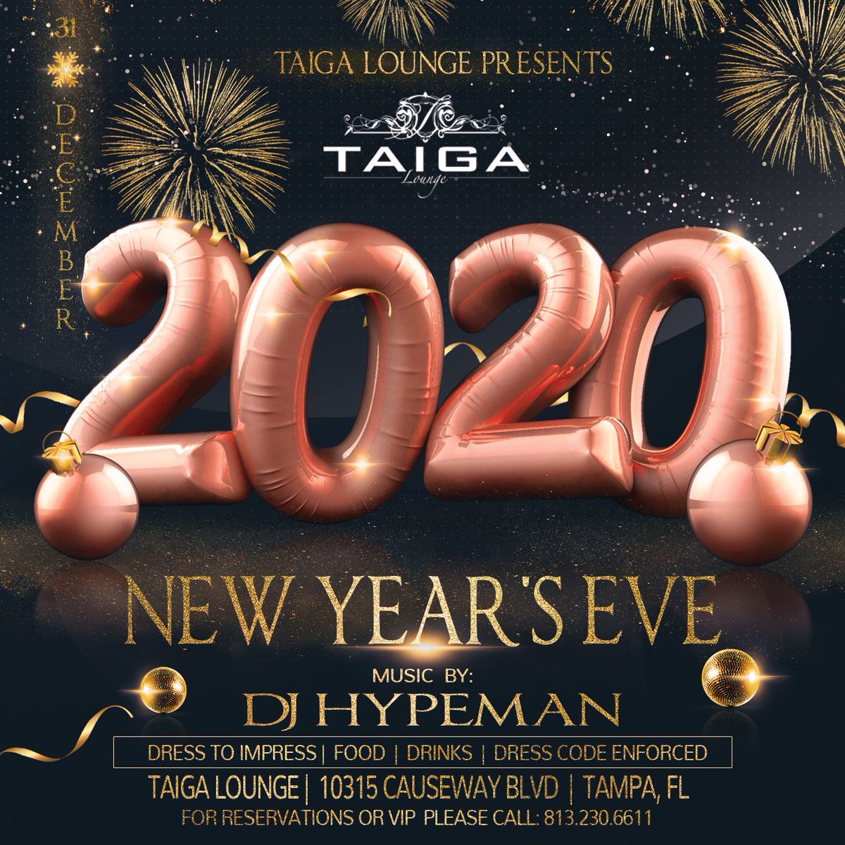 RealDJHypeman's tweet photo. Tomorrow Night 
#newyearseve #Party at #TaigaLounge 
#Tampa #2020 #fl #WorldsShorestDJ #RealDJHypeman #DJHypeman https://t.co/2yfC3fvNiv