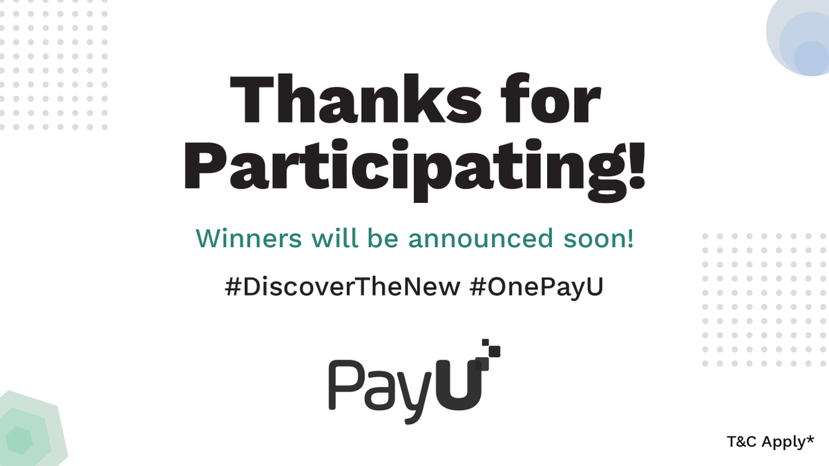 PayUindia's tweet photo. Thank you for participating in #DiscoverTheNew #OnePayU! The contest is now closed. The winners will be announced soon! Stay tuned for more updates!
#ThanksForParticipating #ContestEnds https://t.co/22PCehW5h5