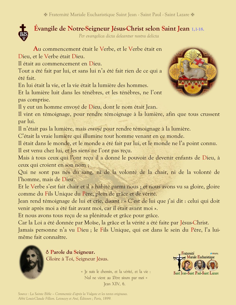 IRFMx's tweet photo. L’#Évangile du #jour :
« Et le #Verbe s’est fait #chair et il a #habité #parmi #nous ; et nous avons #vu sa #gloire, gloire qu’il #tient de son #Père comme #Fils #unique, plein de #grâce et de #vérité ». https://t.co/DTazrnUcKl