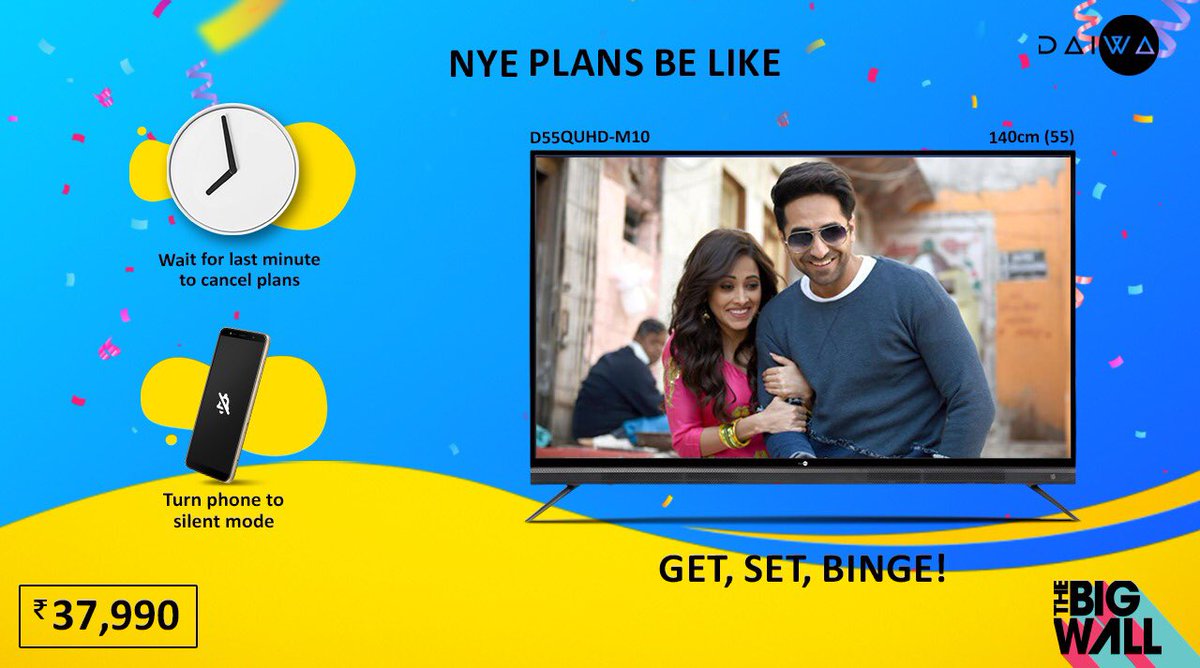 DaiwaIndia's tweet photo. Staying home and watching your favorite flicks back to back on TV is so underrated. Watch it all on your Daiwa Smart 4K TV!

#Smarttv #Smartledtv #Daiwatv #Daiwaforall #Smart4ktv #uhdtv #androidtv #iptvtablet https://t.co/D226qpWp8B