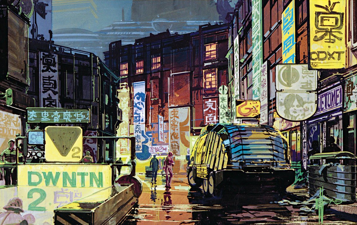 HumanoidHistory's tweet photo. "Blade Runner" concept art by Syd Mead (1933-2019) https://t.co/jxVkmQlOo4