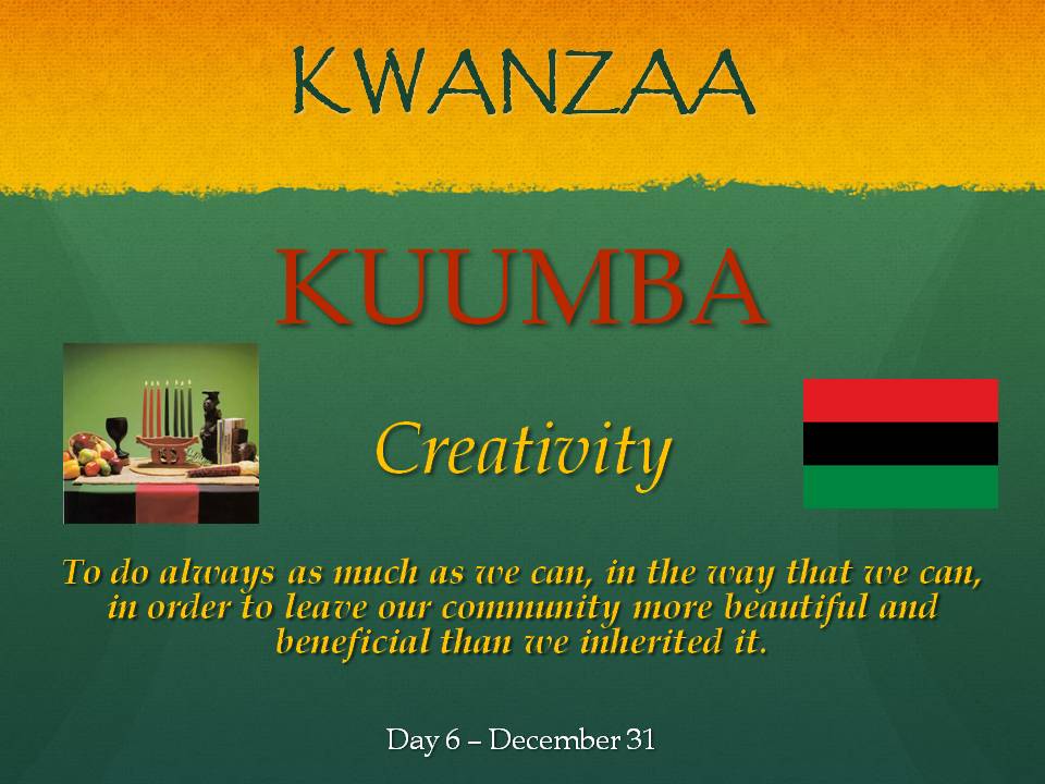 stpaulamejax's tweet photo. #Kwanzaa Day 6: #KUUMBA (Creativity). Think about how you are able to give more & do more if you allow the creativity in you to burst forth! #RevMCZ2via41411 #IamAME #stpaulamejax #Zanders2020 #Zanders4Bishop #AMEChurch https://t.co/lCVljlelwp