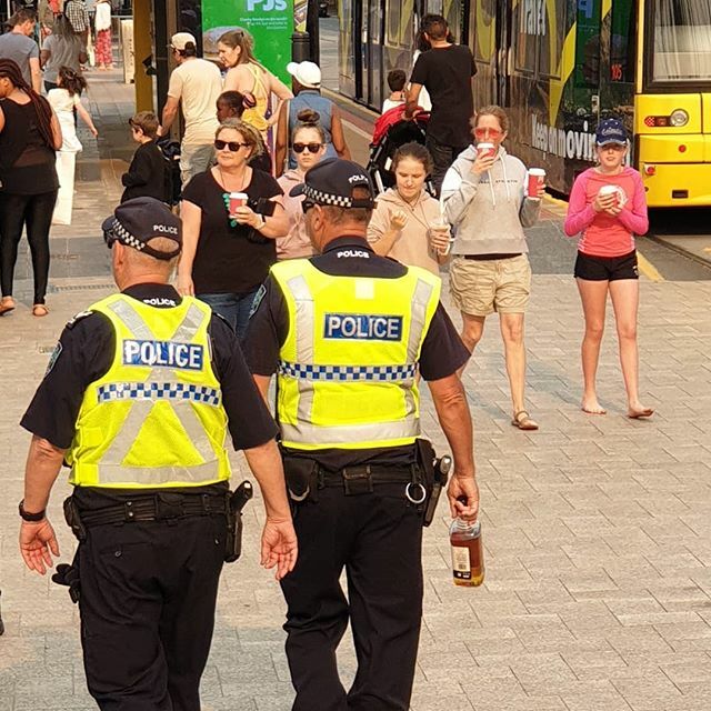 itsKevinSmith's tweet photo. Boys in blue getting on it early. 
#shitadelaide #glenelg #2020 #nye #adelaide #southaustralia https://t.co/LQvO2NVeO2 https://t.co/c4ms9tirlK