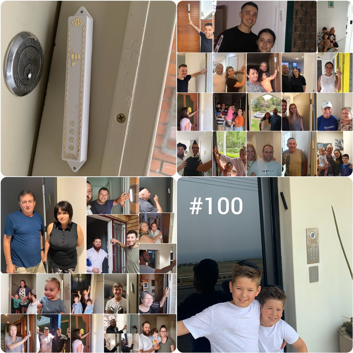 בתוך 40 יום הותקנו 100 מזוזות סביב סידני בתגובה למזוזה שנזרקה ארצה והוחלפה בחריטה של ​​צלב קרס. 40 הוא מספר הטהרה לפי הקבלה. המבול היה 40 יום, כמו"כ במקווה כשרה יש 40 סאה של מים.
בהשגח"פ שמתי לב שהיום שבו הגברת שסיפרה לי שהמזוזה שלה "נפלה" למטה היה בי"ז בחשוון, יום שבו החל המבול.