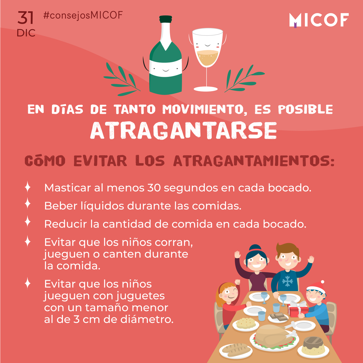 micofvlc's tweet photo. ¡Buenos días! Ya no queda nada para Nochevieja... ⌛ Contamos las horas para dar la bienvenida a 2020, pero… ¡cuidado con las uvas! 🍇

Os dejamos estos #consejosMICOF para prevenir atragantamientos y disfrutar de una noche mágica ✨ https://t.co/UtwjK1Tr3x