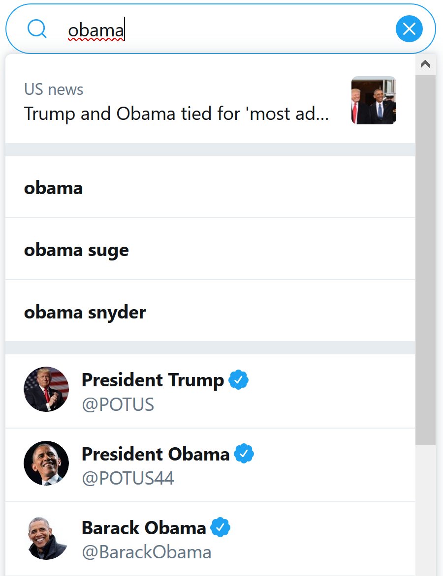 Ramagician's tweet photo. Trump's the first suggestion when you type Obama into Twitter search #goofy https://t.co/Yqc18m0QvL