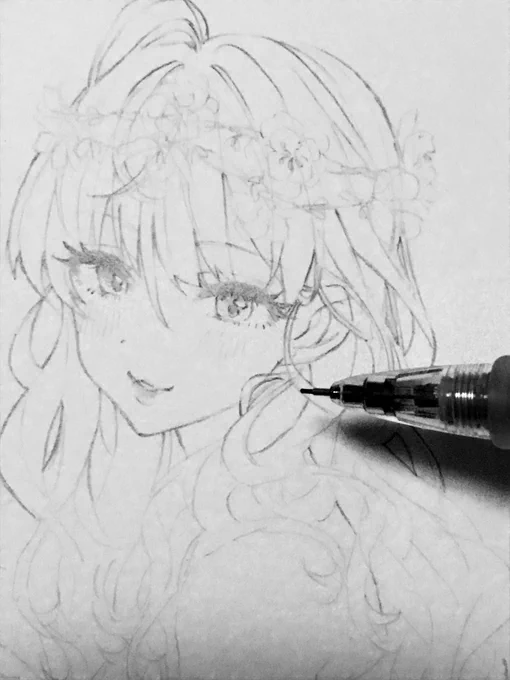 部屋暗すぎて画質がやばめの途中絵 