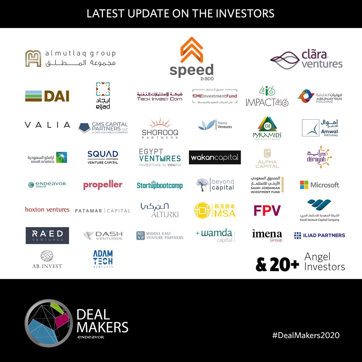 EndeavorJo's tweet photo. Wrapping 2019 with 3 more confirmed #VCs for #DealMakers2020.

#Investors &amp; #Entrepreneurs Apply before January 20th for a chance to attend #DealMakers 2020 on February 9th in #Riyadh.

Apply today: https://t.co/fhQN7GuHii https://t.co/XzstHW4oAu