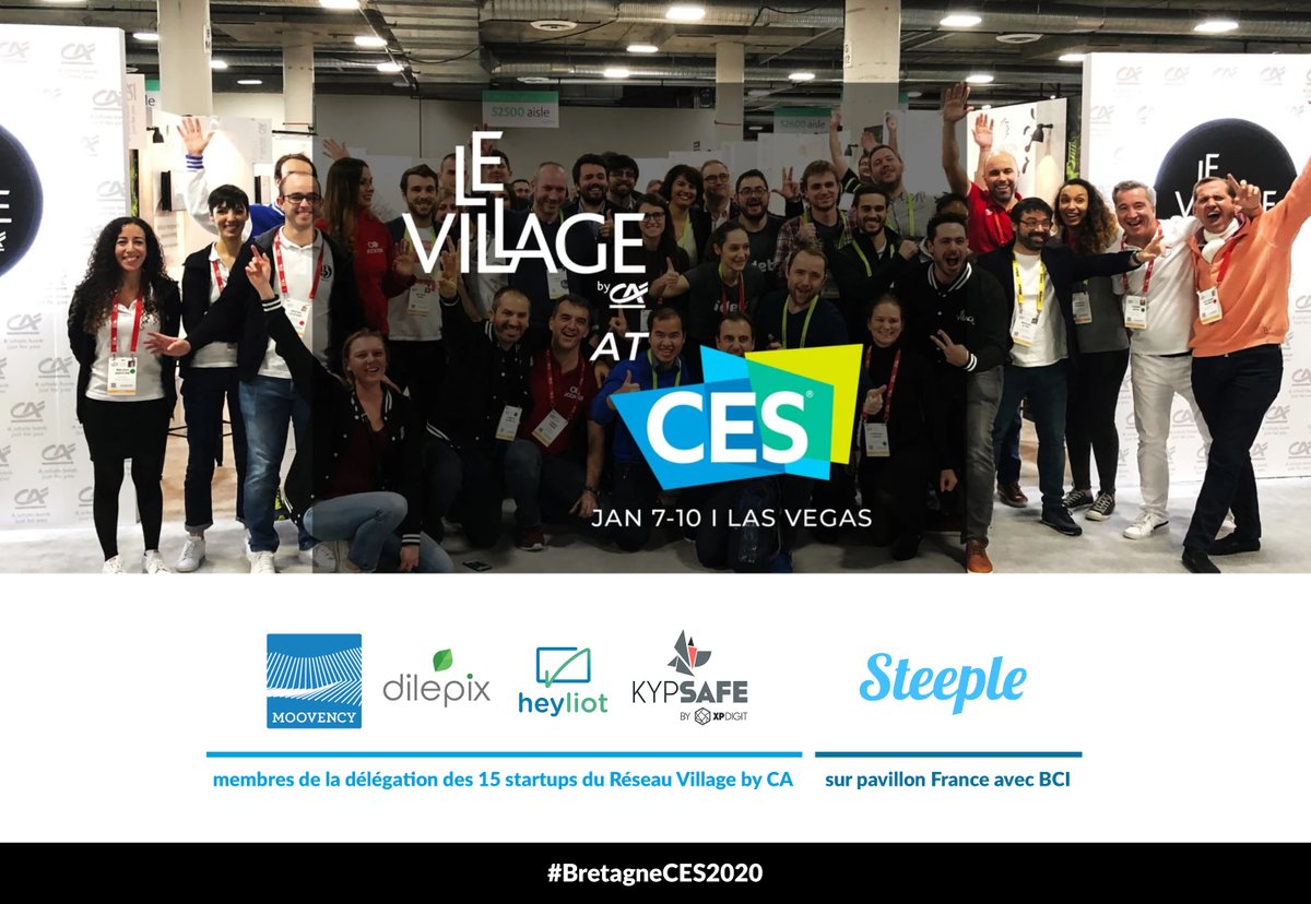 VillageCA35's tweet photo. Le #CES2020 c'est (déjà) dans 7 jours !
Découvrez les 15 #startups du réseau @LeVillagebyCA dont @heyliotFr @DilepixLIVE @moovency et @XpDigit que nous accompagnons.
▶️https://t.co/G2DxOrIP2Y
Et RDV le 28/01 pour le débrief avec @Niji_Digital 
▶️https://t.co/olB3UyY3xa https://t.co/lnuL2PVBb1
