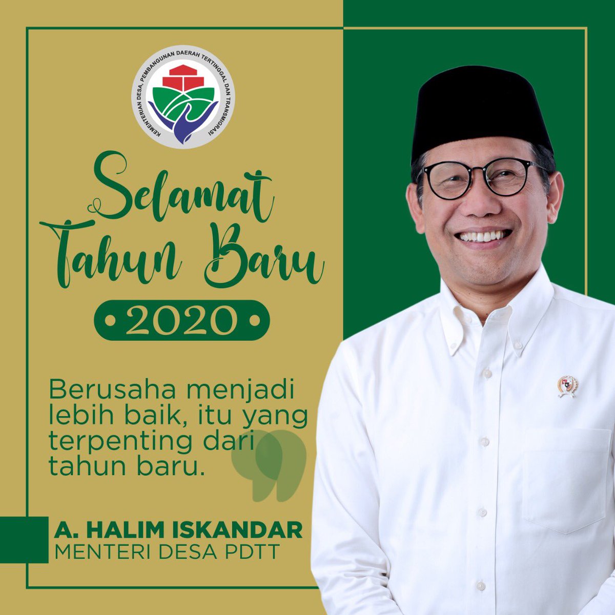 Selamat Tahun Baru 2020
Semoga kita menjadi insan yang lebih baik,,,,
#SobatDesa siap jadi lebih baik kan? #TahunBaruBerkah