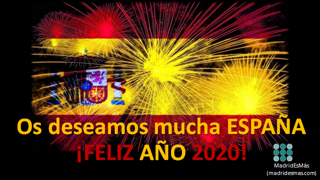 madridesmas_'s tweet photo. Desde #MadridEsMás os deseamos MUCHA ESPAÑA. Feliz Año Nuevo!!! #AñoNuevo2020 #AñoNuevo #España #TeDeseoMuchaEspaña 🇪🇸🇪🇸🇪🇸 https://t.co/7ZadTDVFxK