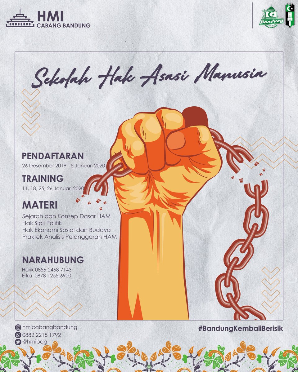 Sekolah Hak Asasi Manusia sebagai modal awal perjuangan dijalanan.

#hmicabangbandung