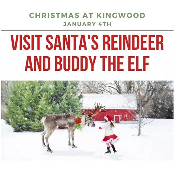 We have some special guests visiting for the final week of Christmas at Kingwood! Santa's Reindeer will join us in front of Kingwood Hall on Saturday from 4-8PM. Buddy the Elf will also be here on Saturday from 5-7PM! For more information, visit kingwoodcenter.org.