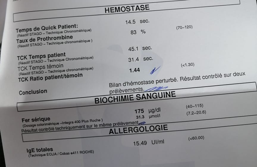 whoswise's tweet photo. #CATdevant: Enfant(F) de 4ans sans ATCD programmée pour amygdalectomie, ne présente aucun signe de saignement clinique ou infraclinique, le bilan préopératoire montre une TCK allongé sur deux prélèvements de contrôle. Faut il exploré ou pas ? https://t.co/gdtb1IRXjb