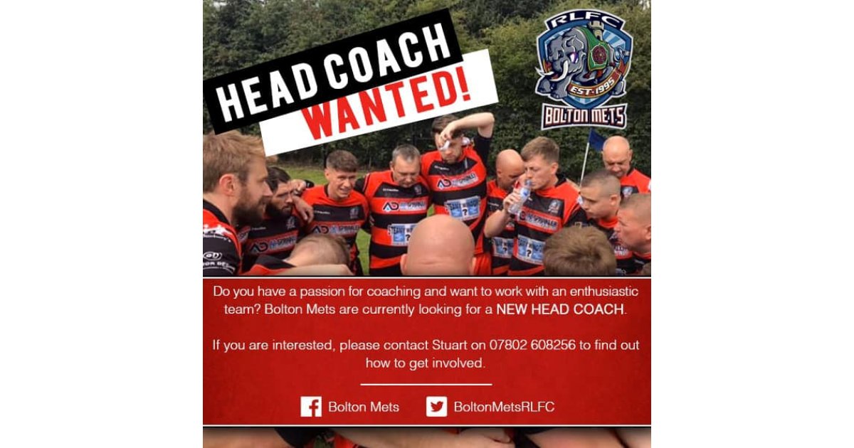 BoltonRLFC's tweet photo. Head Coach Wanted!
https://t.co/U9Ee0Z0tqF https://t.co/CMTovgkFdH
