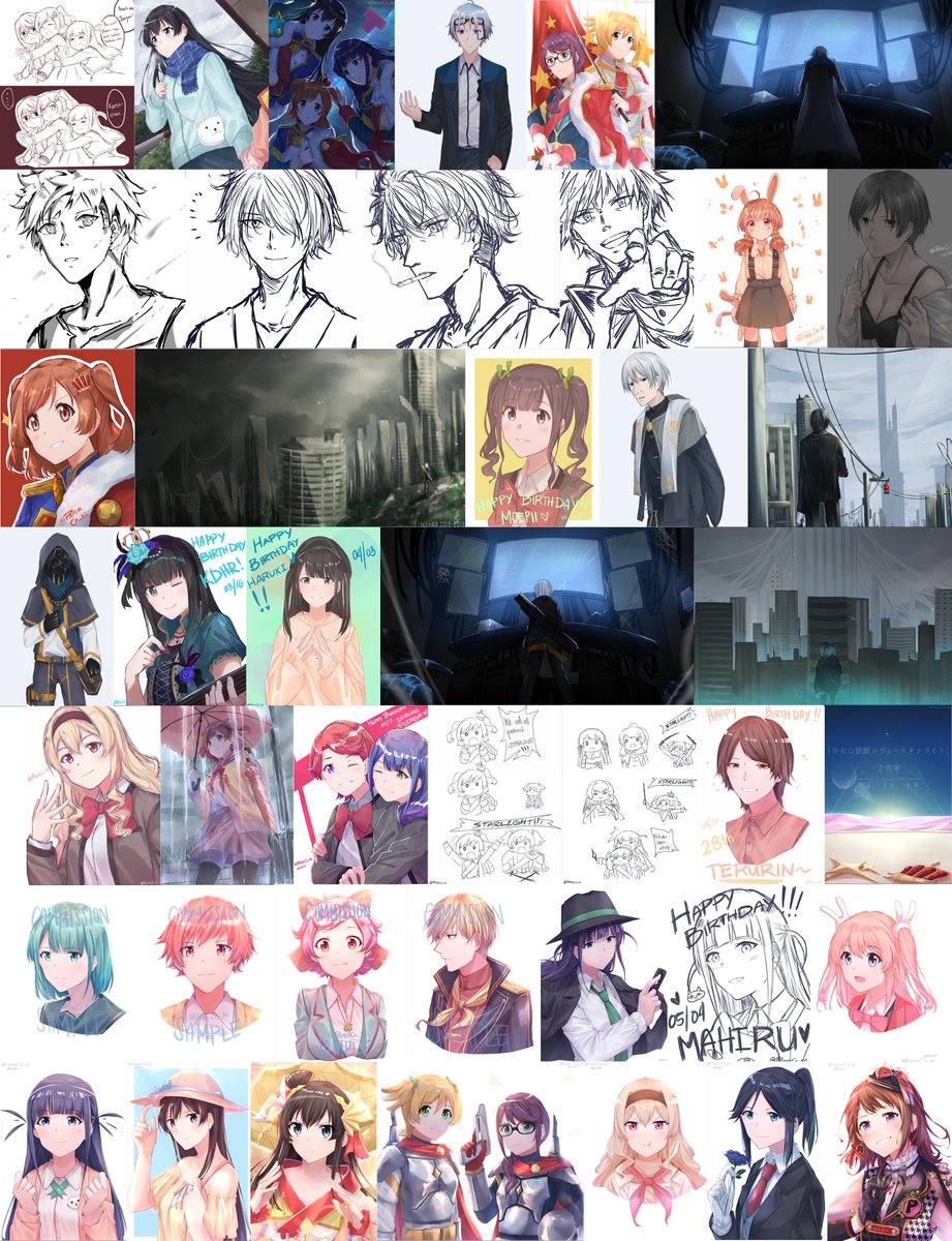 I compiled every artwork I made this year in order. From random sketches to full illustrations and I didn't expect I drew this much for 2019. I even thought I slacked too much this year lol. I received so many commissions and it kept me active during those times. Thank you sm!? 