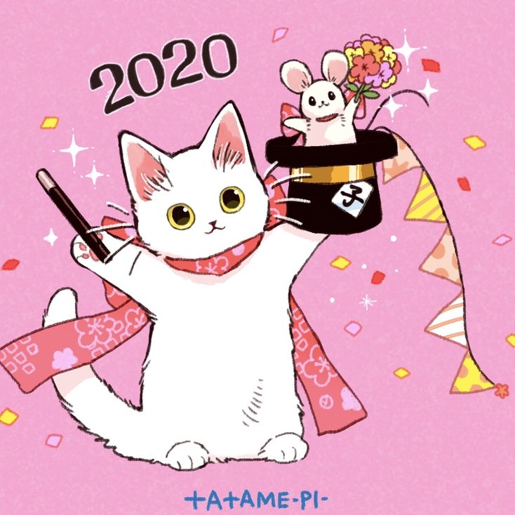 no humans confetti flower scarf pink background cat hat  illustration images