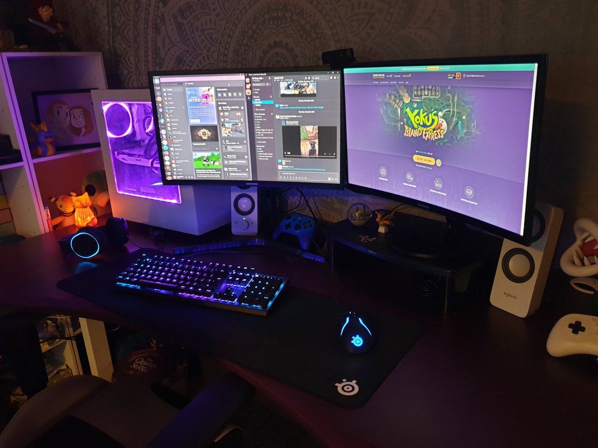 SherenneJohnson's tweet photo. Setup finally finished in time for 2020! 🎉

Featuring a custom purple valcromat 180 ARTISAN STANCE from @HalberdDesks 

PC is self built, @NZXT S340 case with GTX 1070 and i7-7800X

Peripherals from @SteelSeriesUK 

And a fresh nerd display 💜

-

Just needs a @secretlabchairs https://t.co/bV5XQDZUo9