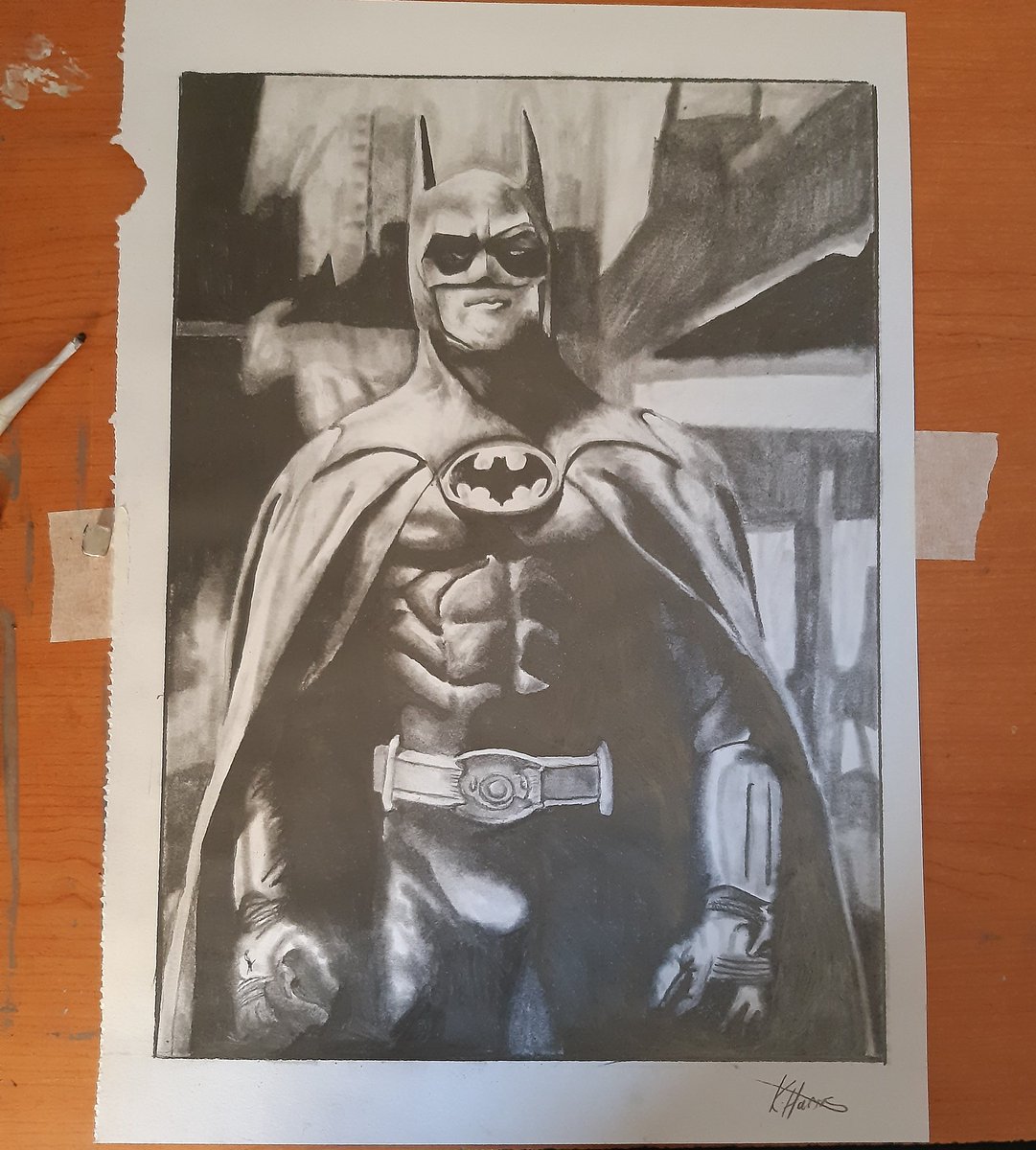 WithHarris's tweet image. Michael keaton as batman pencil art I have done
