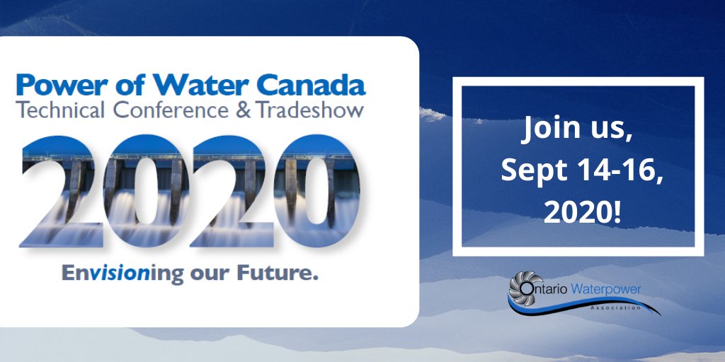 SAVE THE DATE! September 14-16, 2020! The <a href="/ONWaterpower/">Ontario Waterpower Association</a> will be hosting their annual #POWC technical #conference &amp; #tradeshow! Register now to secure your attendance at this premiere #hydroelectric event! 
Register: owa.ca/conference-reg…
#Niagara #Hydropower