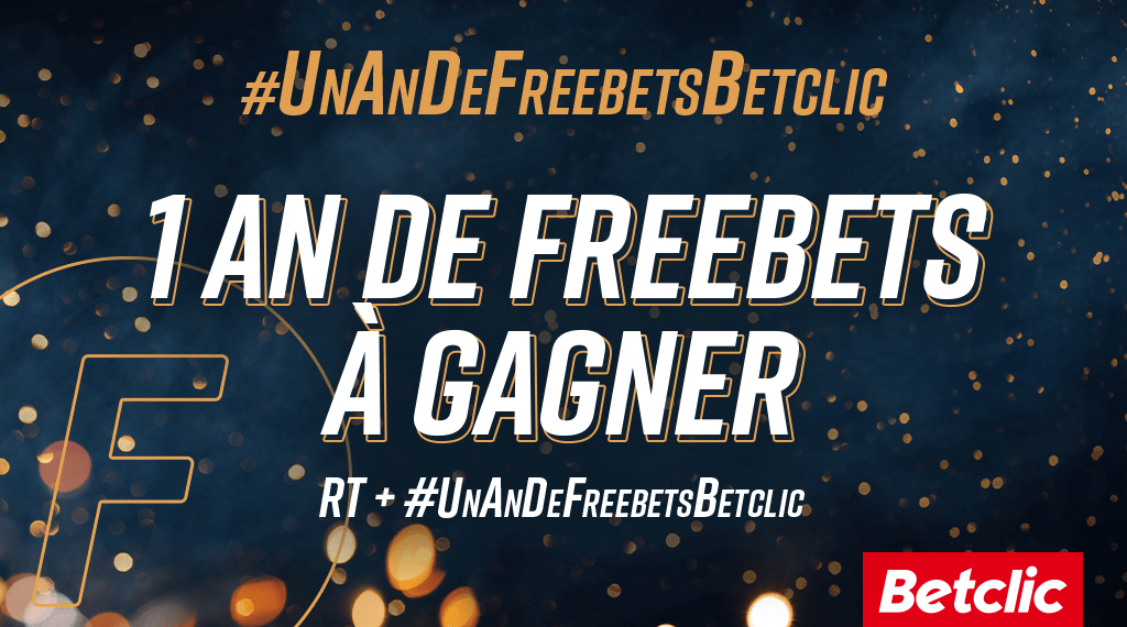 Betclic's tweet photo. Pour 2020, on t'offre 1 an de Freebets 🍾🎇

👉 RT + Tweete avec le #UnAnDeFreebetsBetclic et tente de remporter 50€ de Freebets/mois pendant 1 an ! https://t.co/9h1GaIXMcG