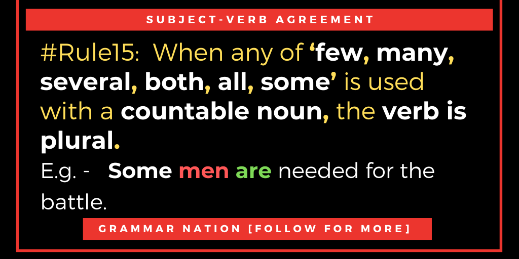 btcaltSniper's tweet photo. Subject-Verb Agreement #Rule15
#English #englishgrammar  #grammar #ESL #LearnEnglish 10 Rules Of Grammar Everyday https://t.co/yepH5qxG7J