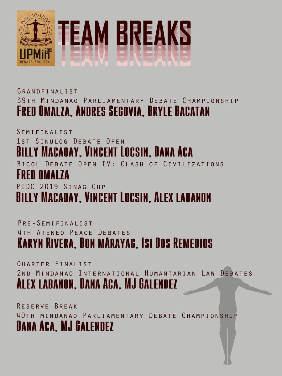 upmindebate's tweet photo. We dedicate this to our ever supportive UP Mindanao Community, the UPMin DebSoc Alumni, and everyone who gave us their unwavering support. 
To a greater year of debating in 2020! https://t.co/xax4AcI2dV