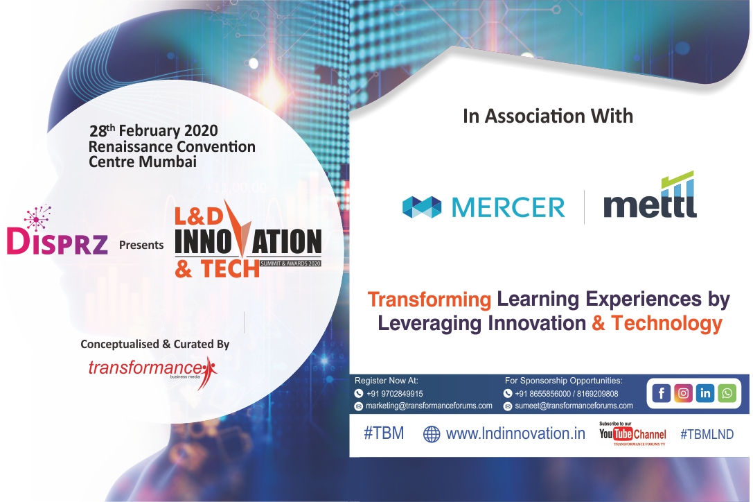 trfforums's tweet image. Transformance Forums is happy to announce L&amp;amp;D Innovation &amp;amp; Tech Summit &amp;amp; Awards 2020 in Association with @MercerMettl
Register lnkd.in/fyxhfZS 
#learninganddevelopmentstrategy #Innovation #Gamification #learninganddeveopmenttechniques #learninganalytics #TBM #TBMLND