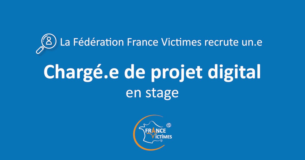 FranceVictimes's tweet image. Vous voulez participer à un projet social innovant et donner du sens à votre engagement professionnel ? Alors rejoignez-nous !

Nous recrutons un.e chargée de #ProjetDigital pour un #stage de 6 mois, avec une possibilité d’embauche.

➡️Plus d’infos : france-victimes.fr/index.php/offr…