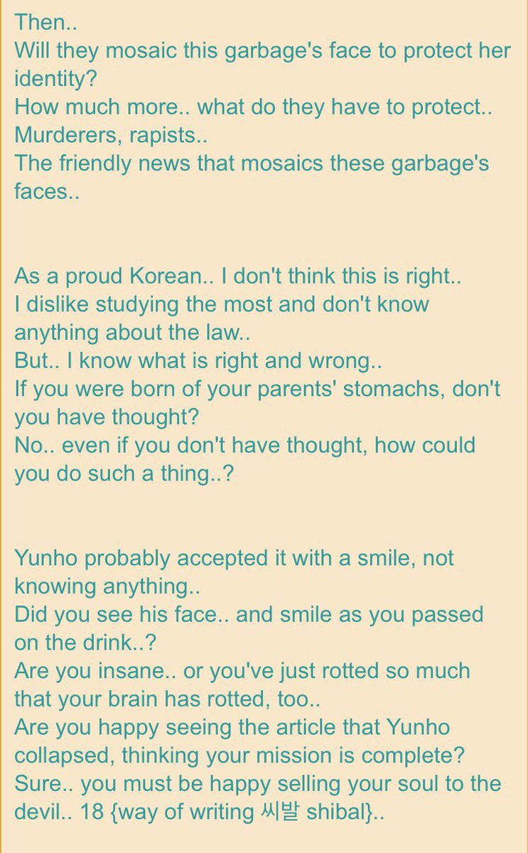 heechul, on his cyworld, wasn't afraid to call out the anti-fan who put poison in yunho's drink which may have ruined his image as an idol & asked for justice as he felt that he failed his duty as a "hyung" to protect tvxq's yunho.