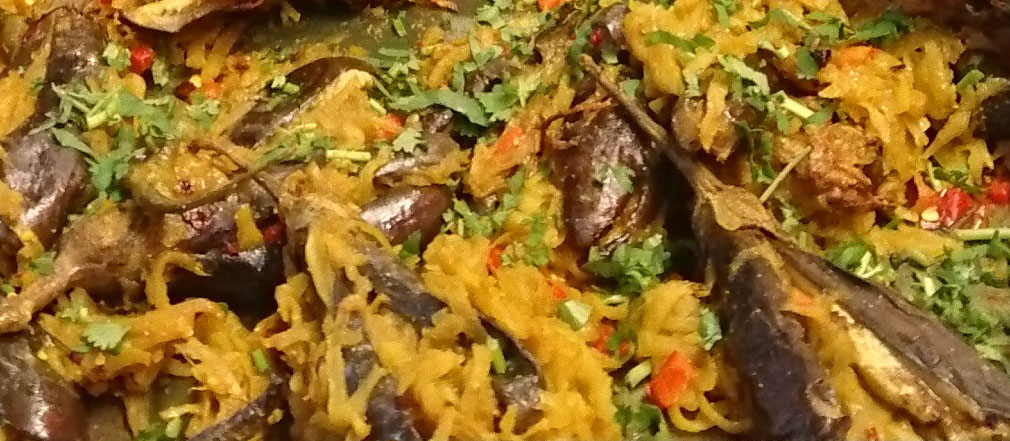TheDesiKitchen's tweet photo. Have you tired our vegan &amp; vegetarian friendly Ravaiyya?

These lightly spiced grated potatoes stuffed In flavoursome baby aubergines is a must have delicacy

Delicious on it's own or enjoyed with rice or chappatis.
Order as a recipe kit or a Tiffin Meal.
https://t.co/trMGfESDmG https://t.co/M3wHegbHJN