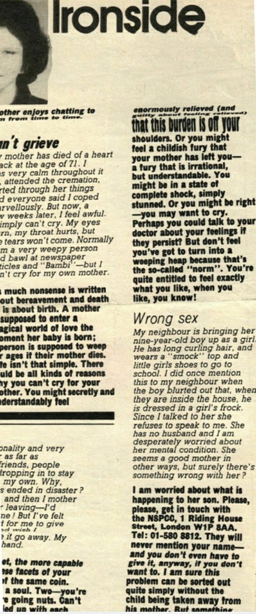 Fears about 'socially transitioning' children were raised long ago. Here is a letter to a help page of a magazine in 1980. (Under the heading 'Wrong Sex').