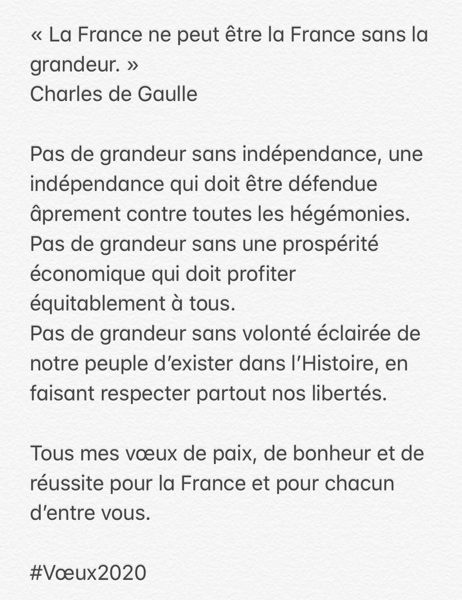 Tous mes vœux de paix, de bonheur et de réussite pour la France et pour chacun d’entre vous.

#Vœux2020